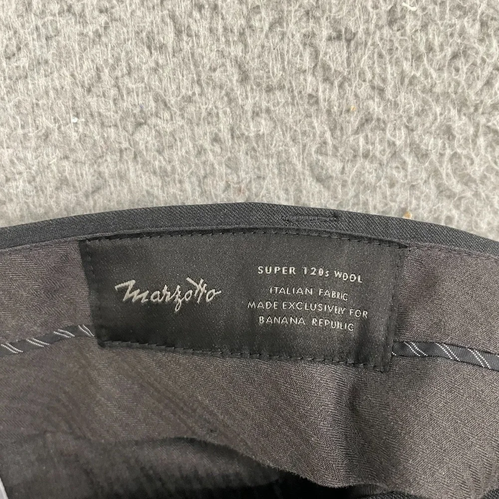 Banana Republic Marzotto Dress Pants Men 35x31 Gray Flat‎ Front Super 120s Wool